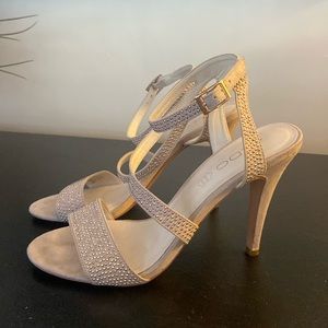 ALDO gold studded tan suede strappy sandals size 8